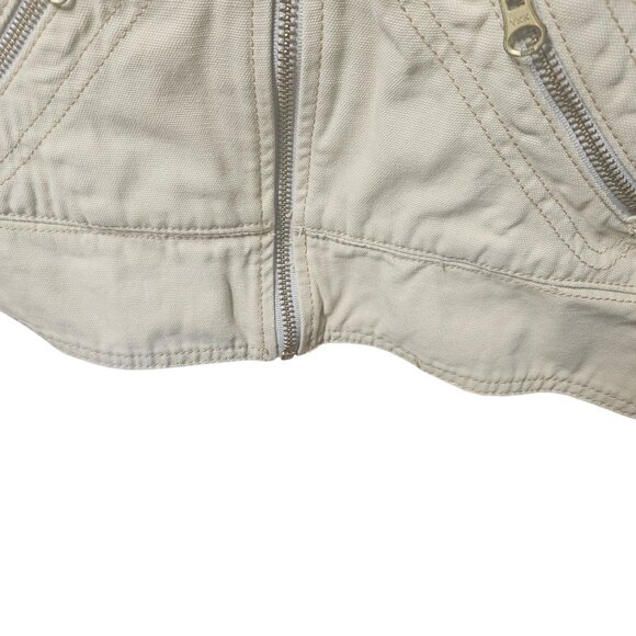 Mike & Chris Womens Beige Hooded Jacket With Zipper & Pockets S Cotton Blend - Picture 5 of 10